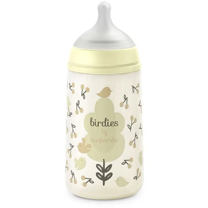 Suavinex Biberón Birdies - Tetina SX Pro M - 270 ml - Para bebés de 3 a 6 meses - Color Beige