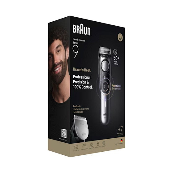 Braun Series 9 BT9520 Recortador de barba satin chrome/negro/gris Braun Series 9 BT9520 Recortador de barba satin chrome/negro/gris