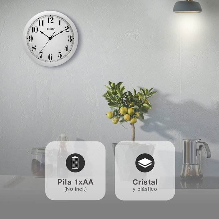 Dovelis Reloj de cocina Vintage Blanco
