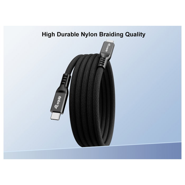 EQUIP Cable USB-C a USB-C 2m USB4 Gen 4x2 80 Gbps PD 240W, Negro - Ref. 128442 EQUIP Cable USB-C a USB-C 2m USB4 Gen 4x2 80 Gbps PD 240W, Negro - Ref. 128442