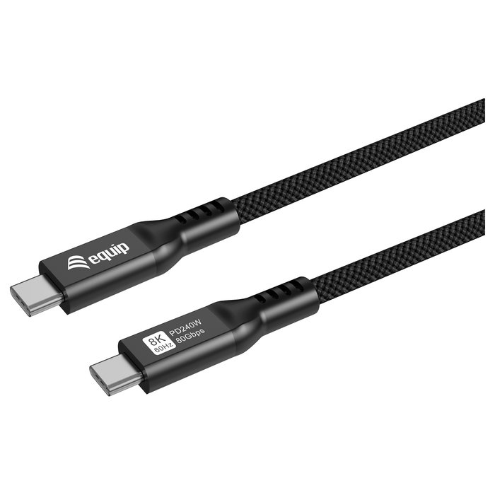 EQUIP Cable USB-C a USB-C 2m USB4 Gen 4x2 80 Gbps PD 240W, Negro - Ref. 128442 EQUIP Cable USB-C a USB-C 2m USB4 Gen 4x2 80 Gbps PD 240W, Negro - Ref. 128442
