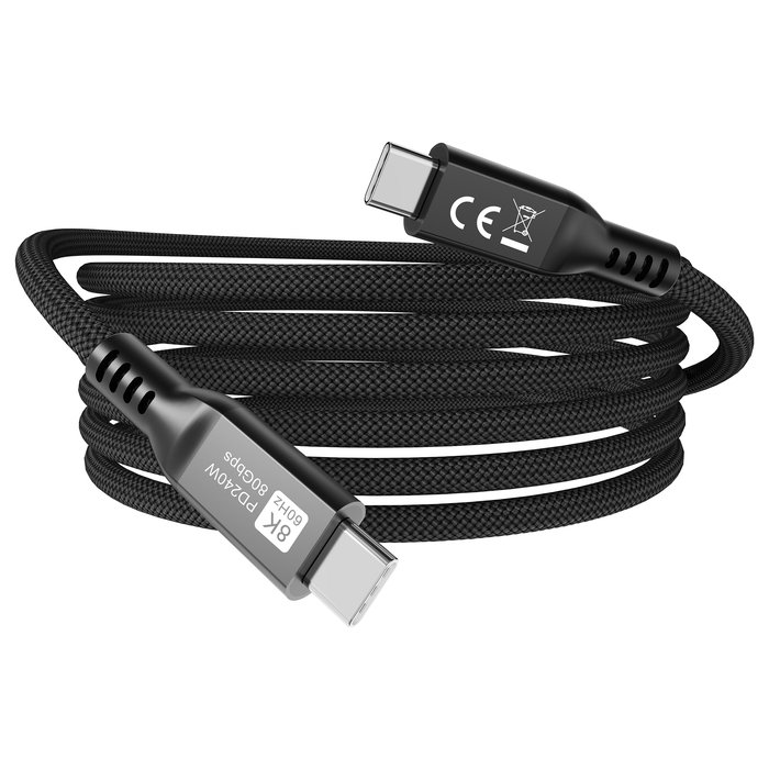 EQUIP Cable USB-C a USB-C 2m USB4 Gen 4x2 80 Gbps PD 240W, Negro - Ref. 128442 EQUIP Cable USB-C a USB-C 2m USB4 Gen 4x2 80 Gbps PD 240W, Negro - Ref. 128442