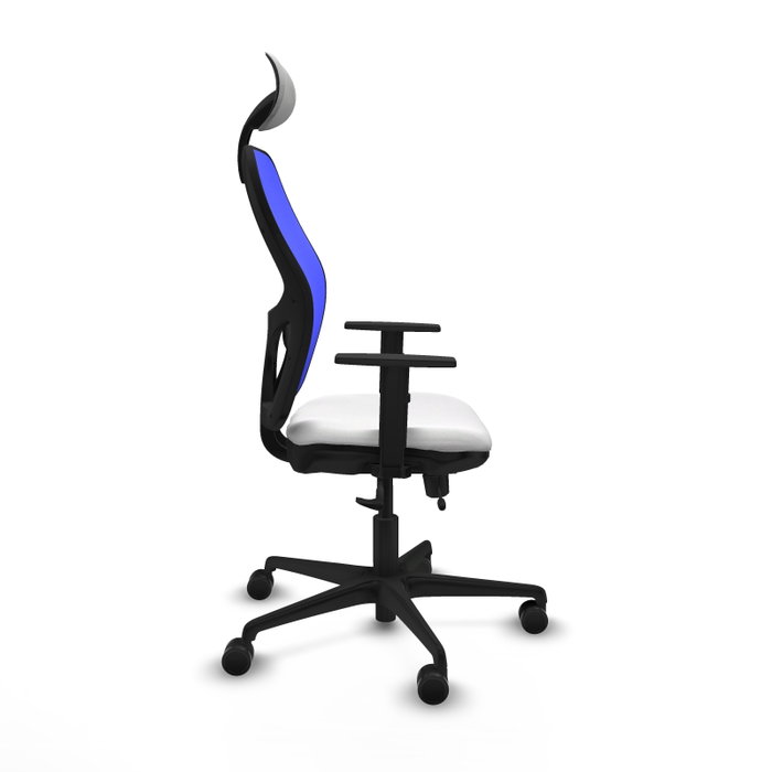 PIQUERAS Y CRESPO Silla de oficina Jorquera Sincro/Traslack Blanco y Azul con Cabecero Fijo