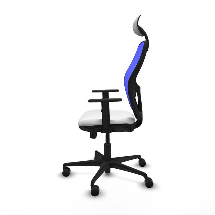 PIQUERAS Y CRESPO Silla de oficina Jorquera Sincro/Traslack Blanco y Azul con Cabecero Fijo