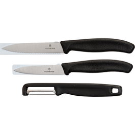 Victorinox Swiss Classic Set de 3 Cuchillos para Verduras con Pelador en Negro.3.  