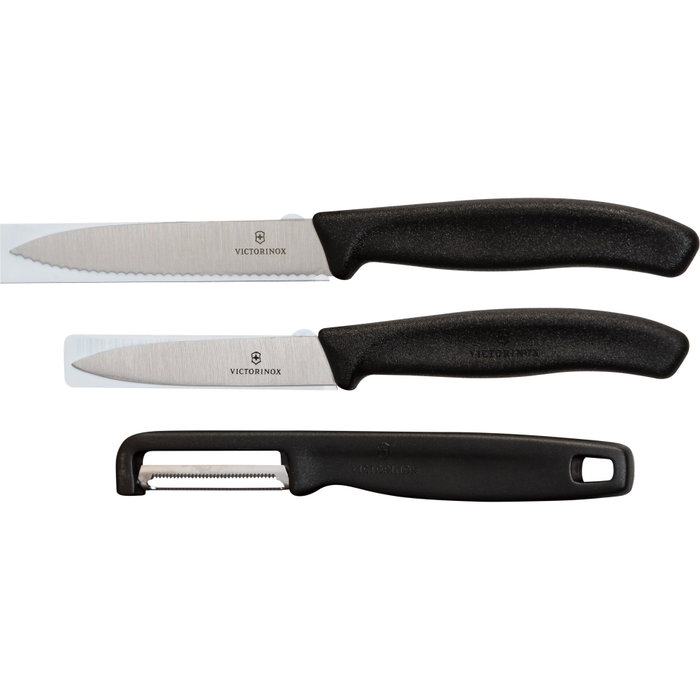 Victorinox Swiss Classic Set de 3 Cuchillos para Verduras con Pelador en Negro.3. Victorinox Swiss Classic Set de 3 Cuchillos para Verduras con Pelador en Negro.3.