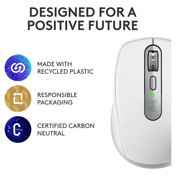 Logitech 910-006930 MX Anywhere 3S Ratón RF Wireless + Bluetooth Laser 8000 DPI Gris