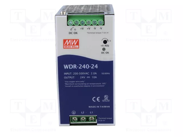 MEAN WELL WDR-240-24 240W 24VDC 10A para Carril DIN