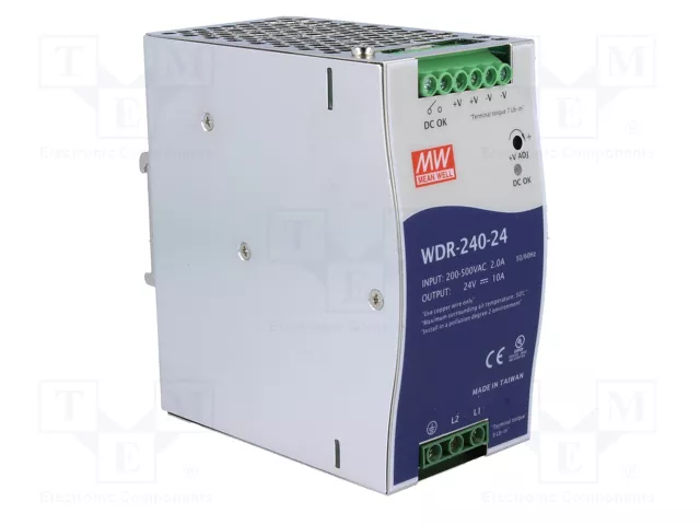 MEAN WELL WDR-240-24 240W 24VDC 10A para Carril DIN