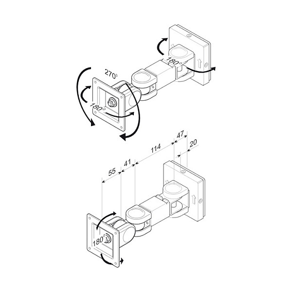 ROLINE 17.03.1126 Soporte de Montaje en Pared con 3 Brazos para Pantalla LCD, Hasta 6 kg, VESA 75x75 mm, Color Blanco