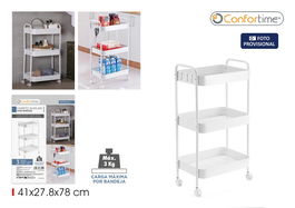 Inde Carrito Auxiliar 3 Niveles con Ruedas Conf 29.8 x 41.5 x 7.8 cm (4 Unidades)