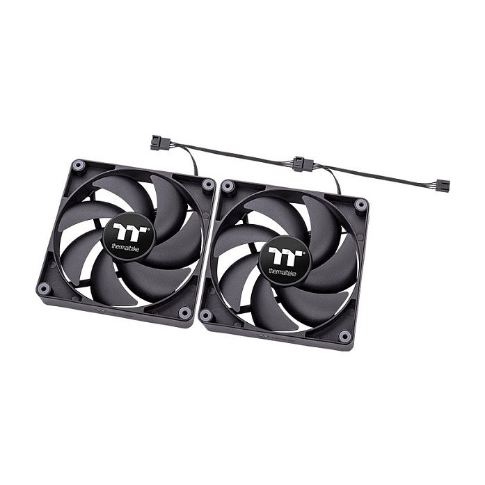 Thermaltake CT120 - Pack de 2 Ventiladores PC 120mm, 500-2000 RPM, Negro, 57.05 CFM, 25.8 dB, 4 Pines, 120x120x25 mm