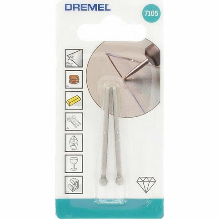 Dremel Lote de 2 puntas de diamante 4,4 mm 7105 Dremel Lote de 2 puntas de diamante 4,4 mm 7105