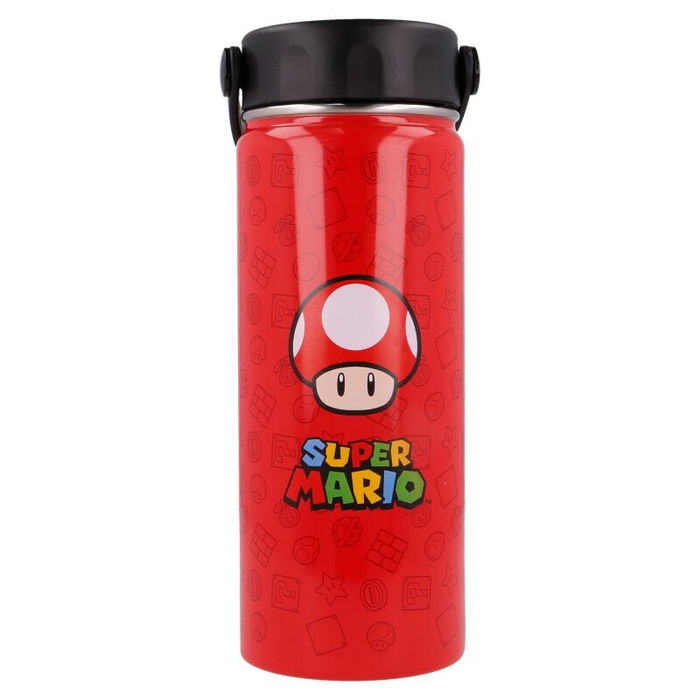STOR Botella Termo Acero Inoxidable Super Mario Bros Nintendo 530ml - Doble Pared Frío 9h Calor 8h Antigoteo Asa STOR Botella Termo Acero Inoxidable Super Mario Bros Nintendo 530ml - Doble Pared Frío 9h Calor 8h Antigoteo Asa