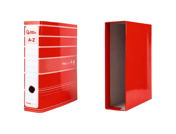 Liderpapel Archivador de Palanca A4 Forrado Rojo Lomo 80mm con Caja y Compresor Metálico Liderpapel Archivador de Palanca A4 Forrado Rojo Lomo 80mm con Caja y Compresor Metálico