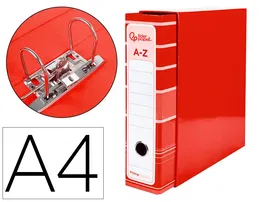 Liderpapel Archivador de Palanca A4 Forrado Rojo Lomo 80mm con Caja y Compresor Metálico