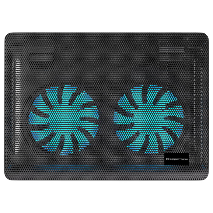 Conceptronic CNBCOOLPAD2F Base de refrigeración para portátil con 2 ventiladores, Negro