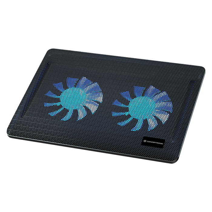 Conceptronic Base Refrigeradora para Portátil con 2 Ventiladores USB-A 2.0 para Pantallas de hasta 15.6 Pulgadas y 3 kg de Carga, Color Negro