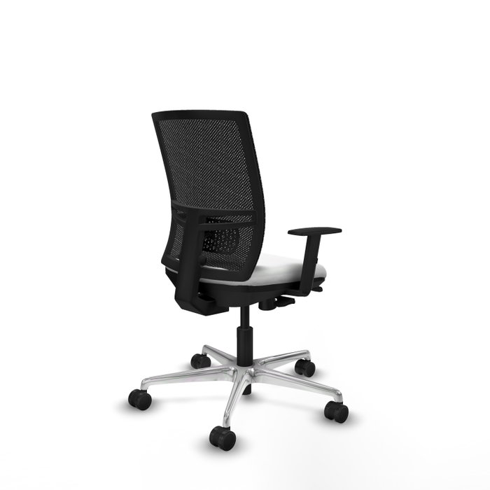 PIQUERAS Y CRESPO Silla de oficina Yunquera con mecanismo Sincro/Traslack, Tela Blanca y Malla Negra