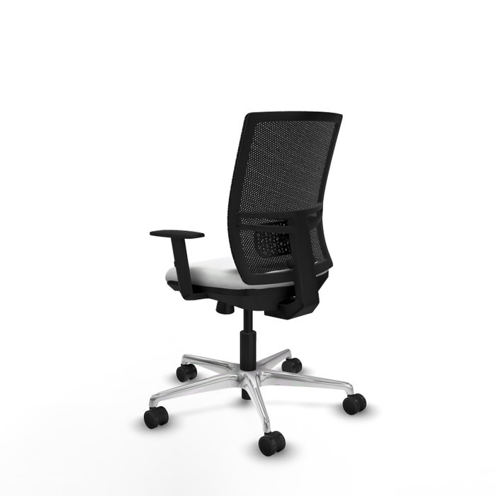 PIQUERAS Y CRESPO Silla de oficina Yunquera con mecanismo Sincro/Traslack, Tela Blanca y Malla Negra
