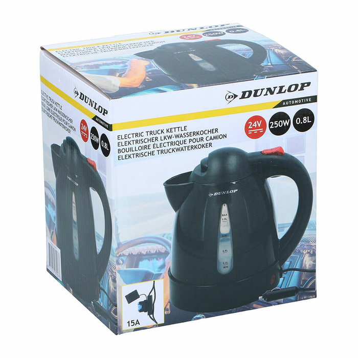 DUNLOP Hervidor de agua eléctrico 0,8 l 24V 250W Negro