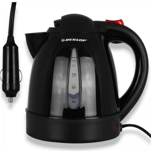 DUNLOP Hervidor de Agua Eléctrico Portátil, 800 ml (0.8L) para Viaje o Oficina, 24V DC