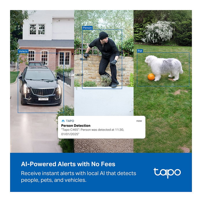 TP-Link Tapo C465 Cámara de Seguridad Ultra AI con Energía Solar para Exterior, Impermeable, Visión Nocturna, Seguimiento Inteligente, 3MP