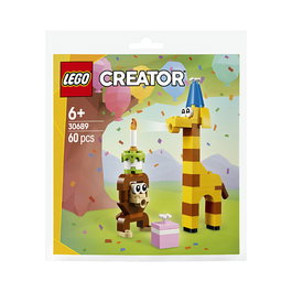 LEGO 30689 - Set de Construcción LEGO Creator Fiesta de Cumpleaños con Animales, Polybag, 60 Piezas, Multicolor, Edad 6-99 Años