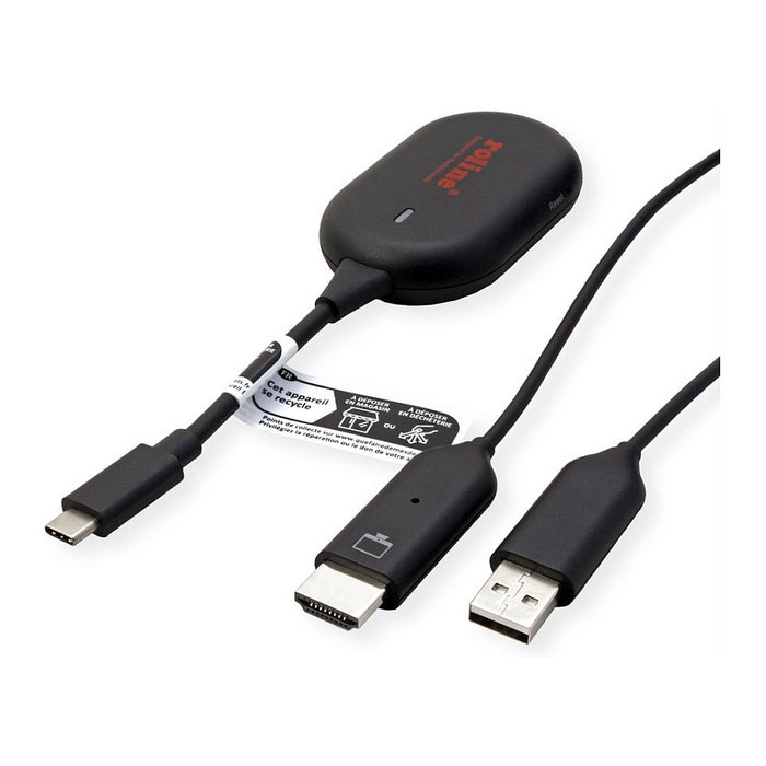ROLINE Set de transmisor y receptor de señales AV inalámbrico USB-C a HDMI 1080p 20m