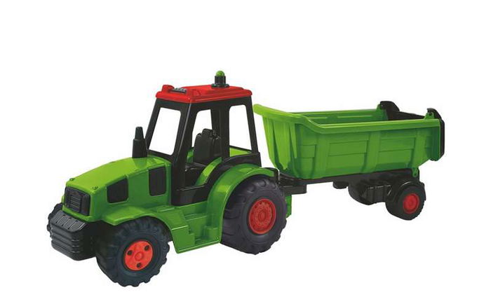 Farmer Friend Excavadora con Volquete de Juguete, Camión de Construcción, 81x22x32 cm, para niños +12 meses, de Plástico, en Caja