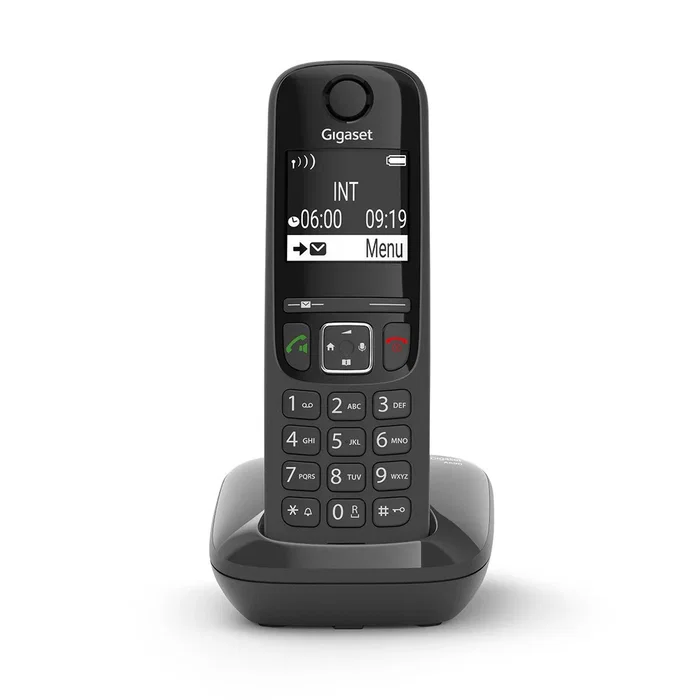 Gigaset AS690 Teléfono Inalámbrico DECT Negro con Pantalla Iluminada y Protección contra Llamadas No Deseadas, Teléfono con Manos Libres y Gran Agenda