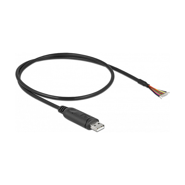 DeLOCK Cable adaptador USB 2.0 Tipo A a serie RS-232 con 9 extremos abiertos y blindaje, 0,5 m