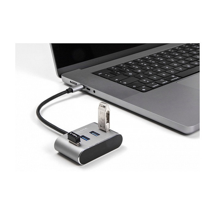 DeLOCK Concentrador USB 3.2 Gen 1 de 4 puertos con conector USB Type-C, Negro