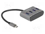 DeLOCK Hub USB de 4 puertos con conector USB Type-C, Negro