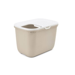 Savic Hop Bandeja Sanitaria para Gatos, Marrón/Café con Tapa Blanca, 58,5x39x39,5 cm, 1 Unidad
