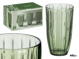 Vivalto Vaso Alto Rayas 440 ml Verde 8.2 x 14.2 x 8.2 cm (Set de 24)