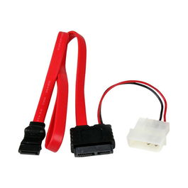StarTech Adaptador de Cable SATA Slimline 13 Pines a Molex LP4 y SATA, 0.5 m, Rojo, para Unidades Ópticas, SATA 1.5/3/6 Gb/s