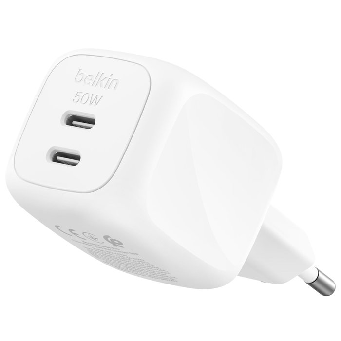Belkin Cargador BoostCharge Pro 50W Dual USB-C Blanco WCH019kqWH