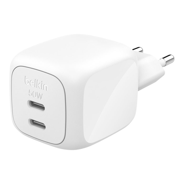 Belkin Cargador BoostCharge Pro 50W Dual USB-C Blanco WCH019kqWH