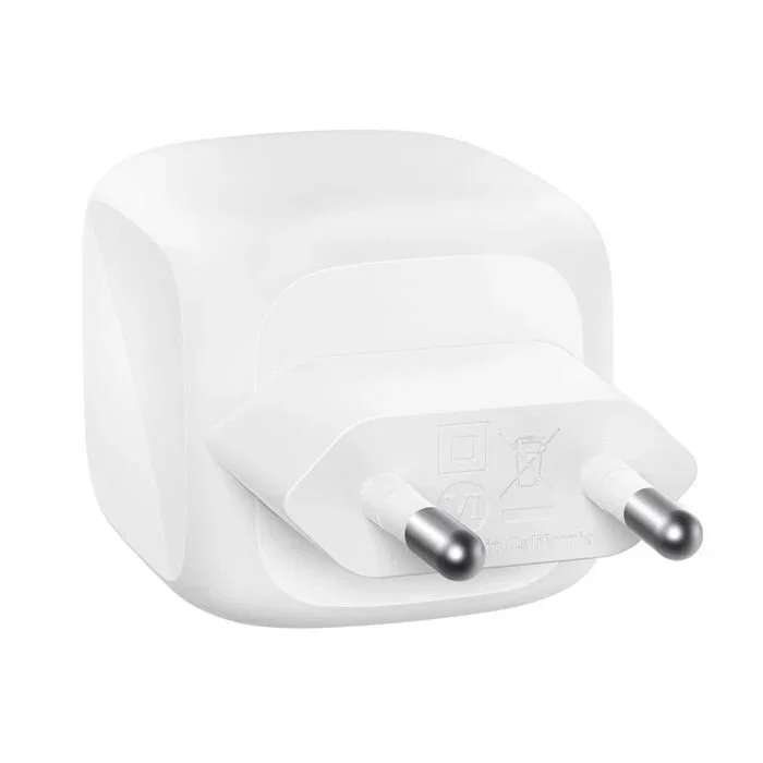 Belkin WCH019kqWH Cargador GaN de Pared 50W con 2 Puertos USB-C, Carga Rápida PD/PPS, Protecciones, Color Blanco