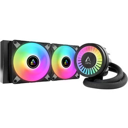 ARCTIC Liquid Freezer III 280 A-RGB - Sistema de refrigeración líquida todo en uno (AIO) para CPU, 2 ventiladores de 140 mm, Negro, compatible con LGA 1851/1700, AM4/AM5