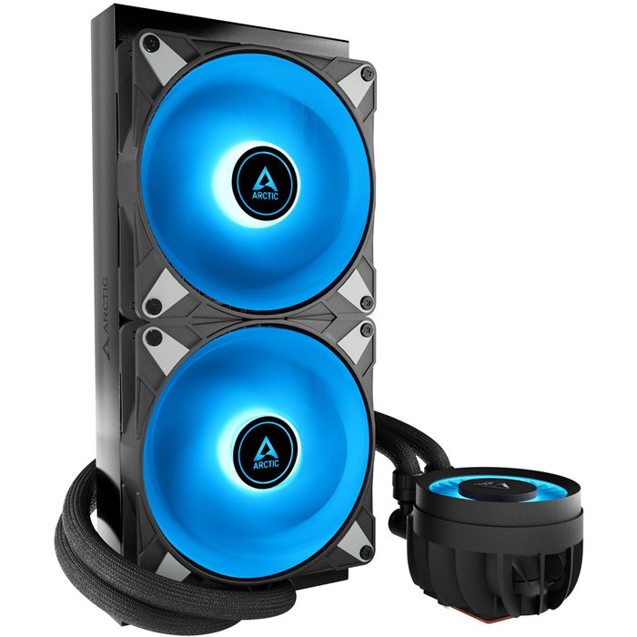 ARCTIC Liquid Freezer III 280 A-RGB - Sistema de refrigeración líquida todo en uno (AIO) para CPU, 2 ventiladores de 140 mm, Negro, compatible con LGA 1851/1700, AM4/AM5