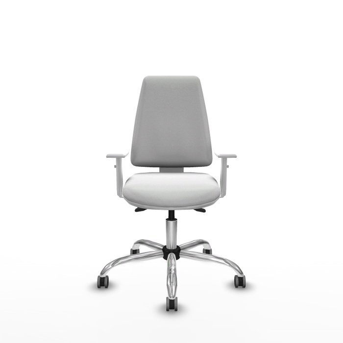 PIQUERAS Y CRESPO Silla de oficina Elche con mecanismo Asincro, Tela Blanca y Base cromada
