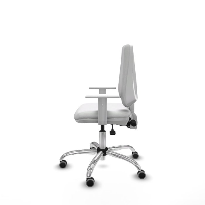 PIQUERAS Y CRESPO Silla de oficina Elche con mecanismo Asincro, Tela Blanca y Base cromada