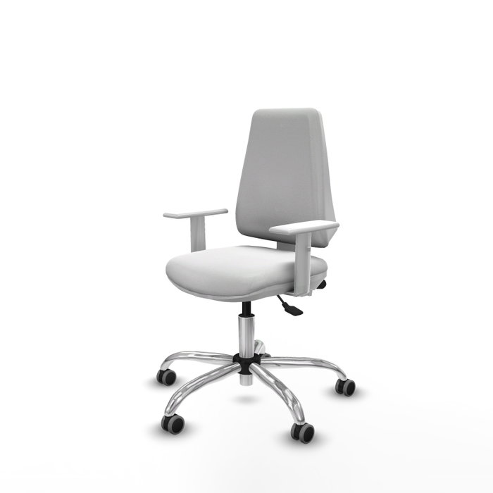 PIQUERAS Y CRESPO Silla de oficina Elche con mecanismo Asincro, Tela Blanca y Base cromada