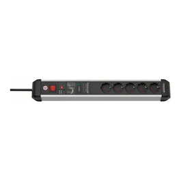 Brennenstuhl Premium-Protect-Line 6x Regleta Enchufes 3m Negro Plata 6 Tomas