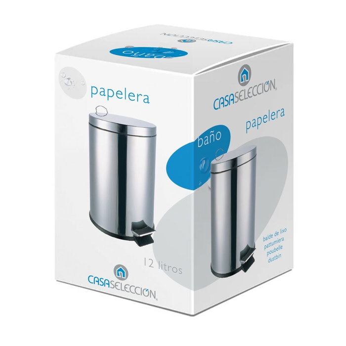 Papelera con Pedal Negro Plateado 12 L Papelera con Pedal Negro Plateado 12 L