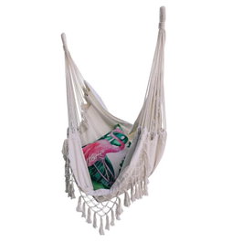 DKD Home Decor Silla Colgante para Terraza y Jardín Crudo 60 x 128 x 100 cm (2 Unidades) Algodón y Poliéster con Flecos