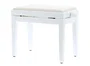 Quiklok Banqueta para Piano de Terciopelo Blanco Brillante