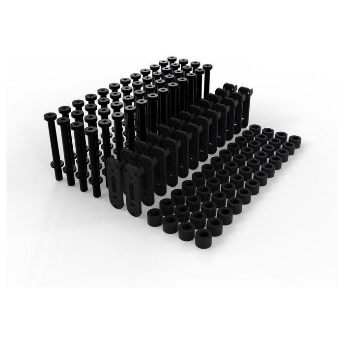 PATCHBOX PBCSX24K Panel de Gestión de Cables Patchcatch Solo, 24 Piezas, Acero y POM, Negro/Rojo, 250 kg Capacidad, Incluye Clips y Separadores